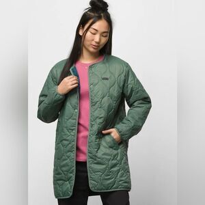 Vans Women’s  Forces Oversized Long Reversible Liner Jacket - DUCK GREEN L NWOT